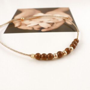 Zartes Armband mit Perlen Hämatit und 925 Silber vergoldet