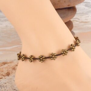 Fußkettchen Bronze mit Schellen und Blumen