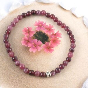 Armband Edelstein Roter Granat mit Blume