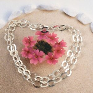 Halskette aus 925 Sterling Silber gehämmert Gliederkette