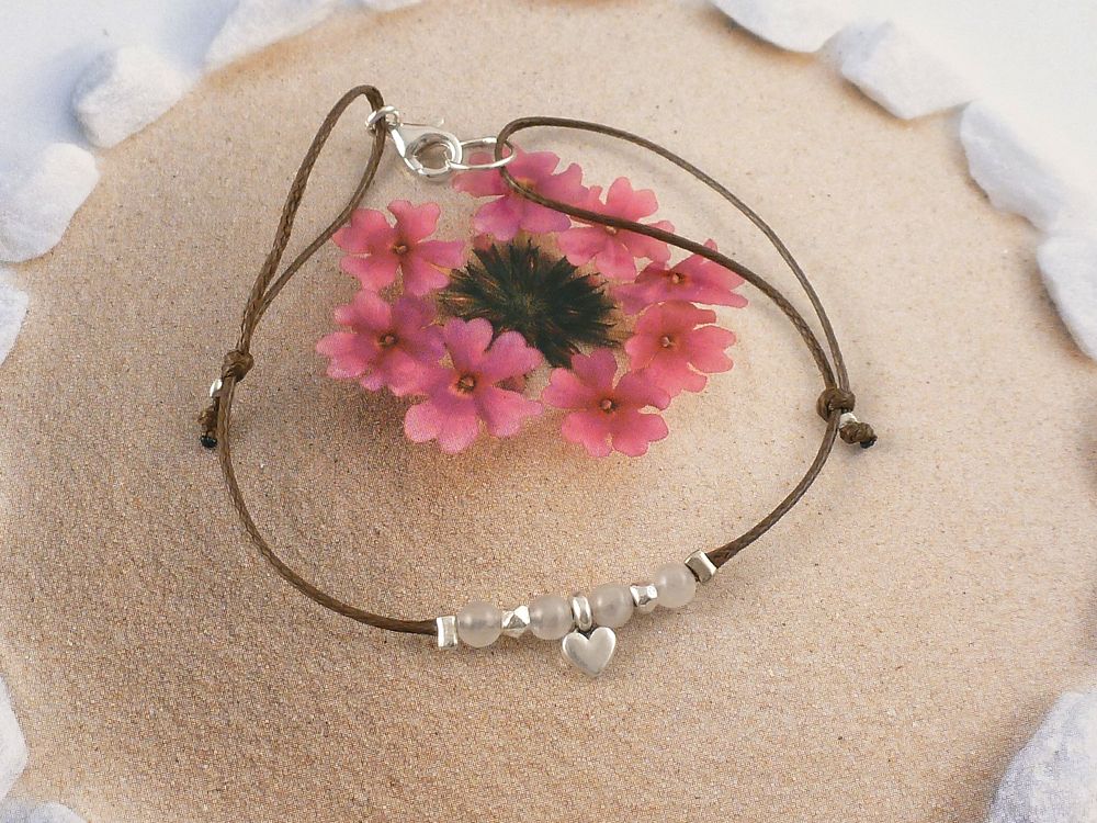 Armband Rosenquarz Perlen mit Herz