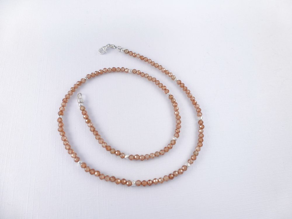 Collier Kette mit Zirkonia Pfirsich Farben – Bild 6