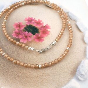 Collier Kette mit Zirkonia Pfirsich Farben