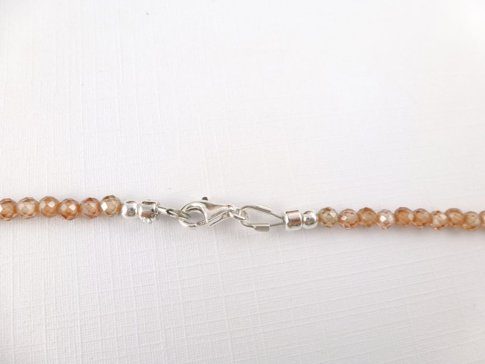 Collier Kette mit Zirkonia Pfirsich Farben – Bild 4