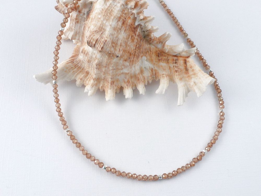 Collier Kette mit Zirkonia Pfirsich Farben – Bild 3