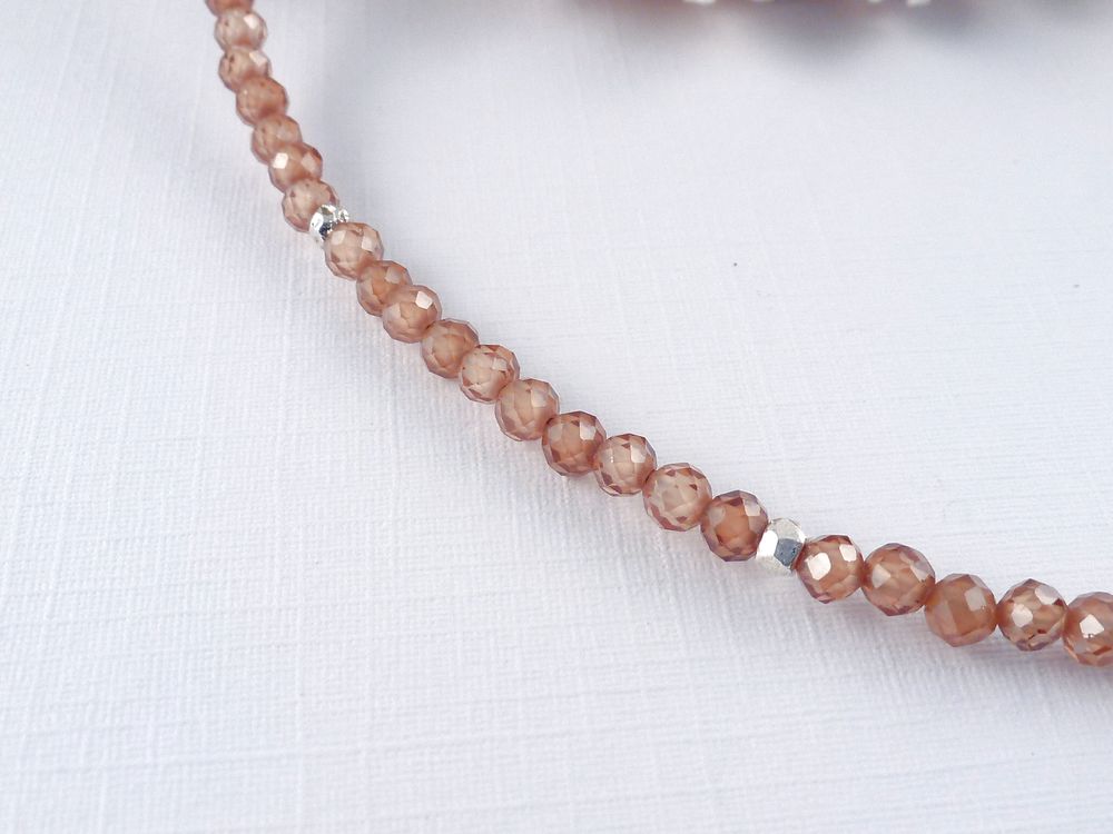 Collier Kette mit Zirkonia Pfirsich Farben – Bild 2