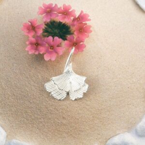 Anhänger 925 Silber Ginkgo Blatt