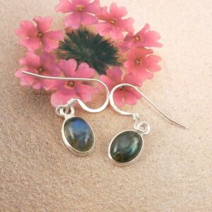 Ohrringe 925 Silber Edelstein Labradorit oval