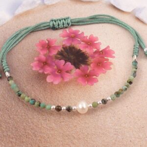 Armband Edelstein Türkis mit Süßwasserperle