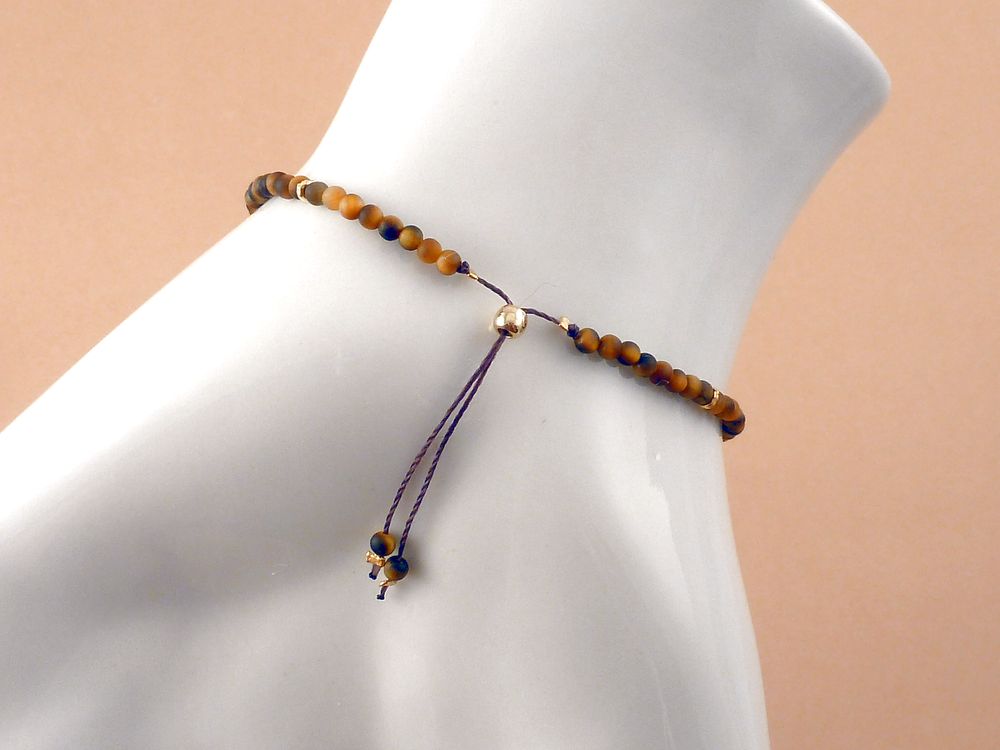 Armband Edelstein Perlen Tigerauge – Bild 2