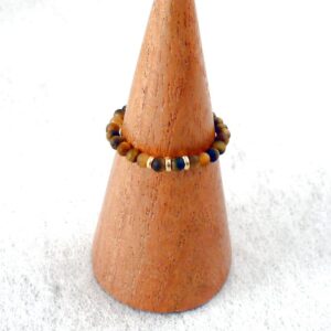 Tigerauge Ring mit vergoldeten Perlen