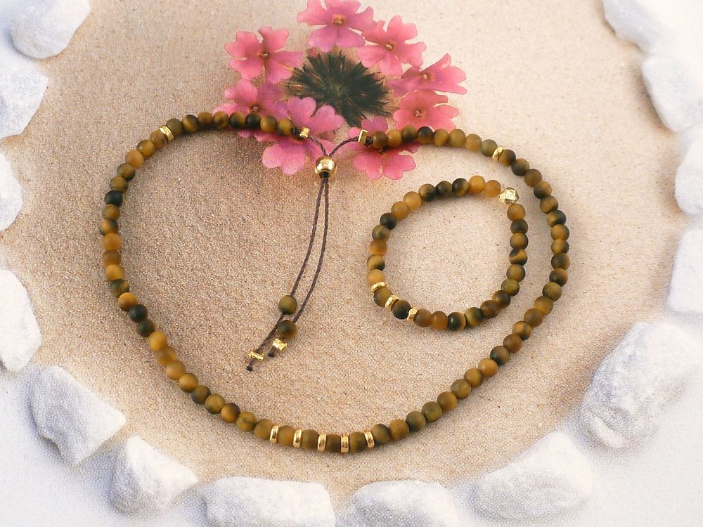 Armband Edelstein Perlen Tigerauge – Bild 8